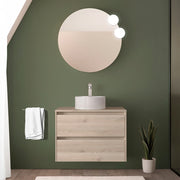 Mobile bagno sospeso 80 cm rovere bali con top per lavabo da appoggio Gaya