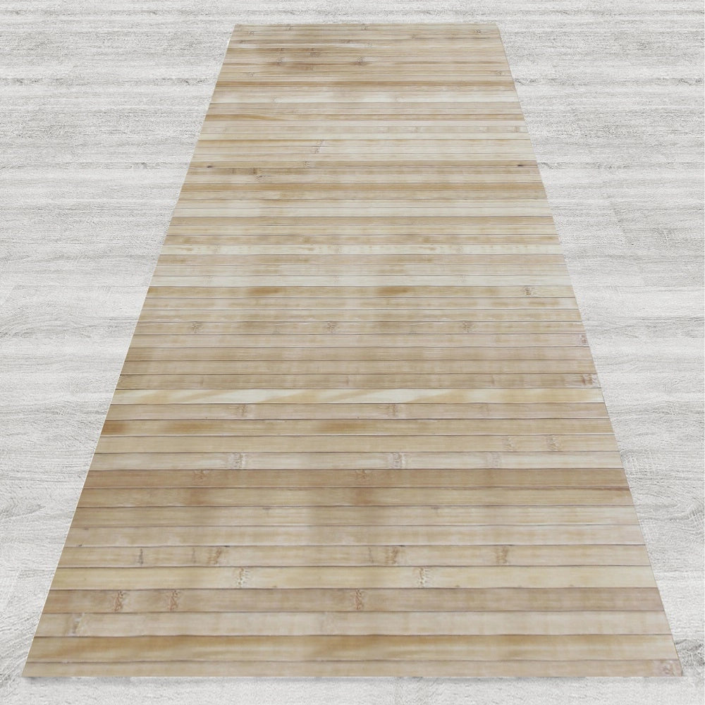 Tappeto Passatoia In Vero Bamboo Tappeto Cucina Ingresso In Legno Antiscivolo Aderente Lavabile E Antimacchia Tagliabile  - Naturale - 50x400 cm