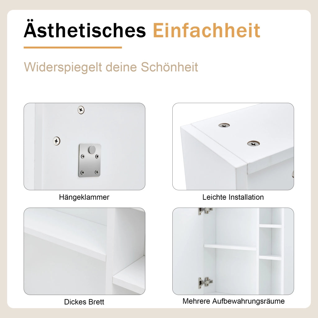 ARMADIO SPECCHIO DA PARETE 63,5x60x13 cm Bianco MDF e vetro di sicurezza