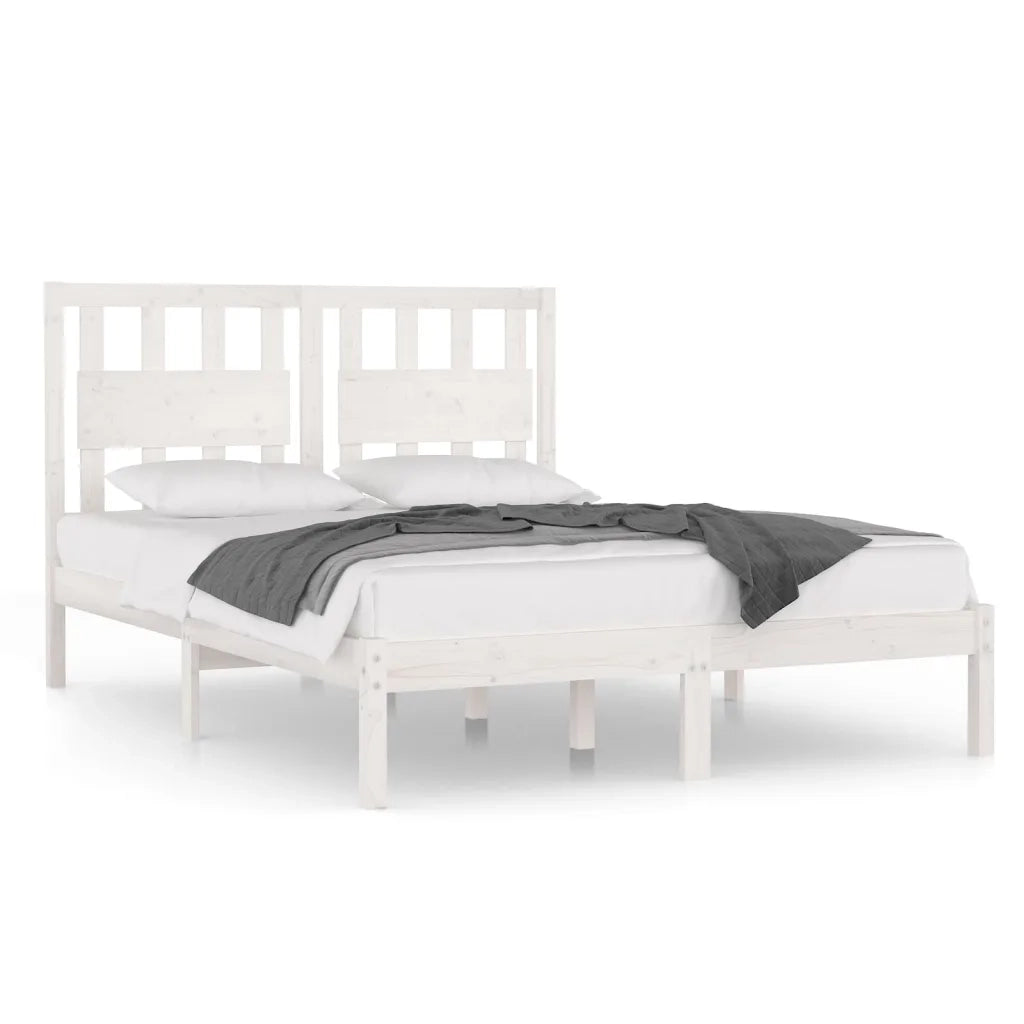 Giroletto-Struttura Letto Bianco in Legno Massello di Pino 160x200 cm 316077