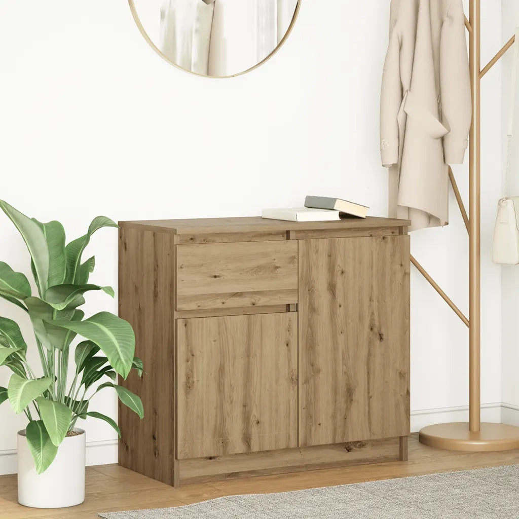 Credenza con Cassetto-Buffet-Armadio da cucina Rovere Artigianale 71x35x65 cm Truciolato 885992