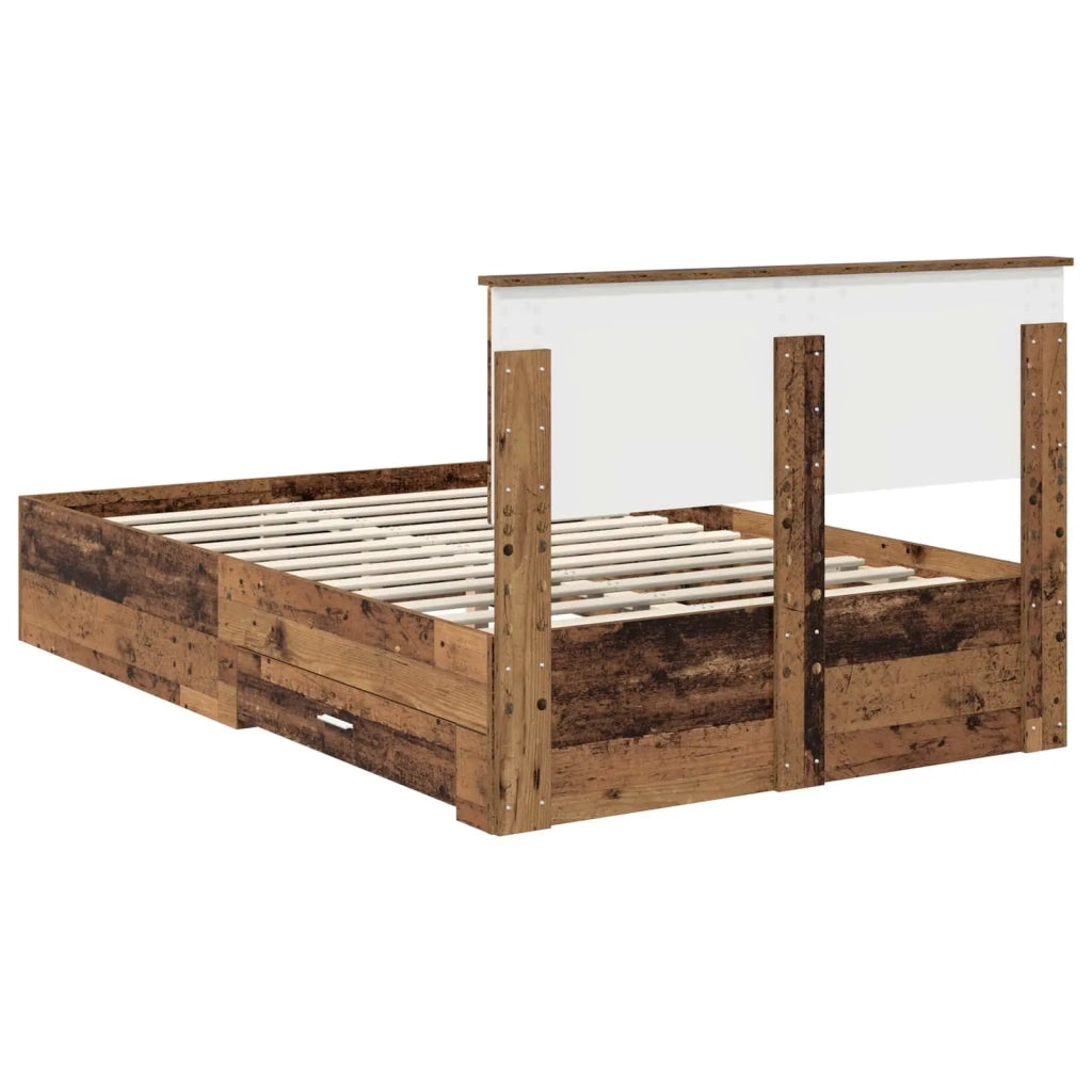 Letto matrimoniale | Letto per adulti | Struttura del letto con testiera Legno vecchio 120 x 190 cm