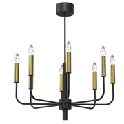 Lampada a sospensione Luminex Akasya nero oro 8xE14
