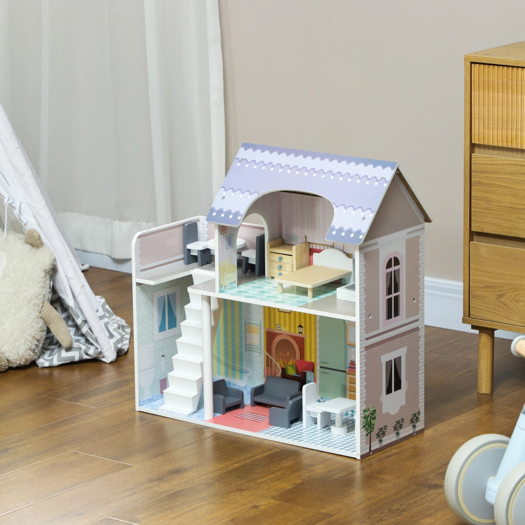 Casetta per Bambini con Balcone e Mobili ¨C Zephmum ¨C Multicolore