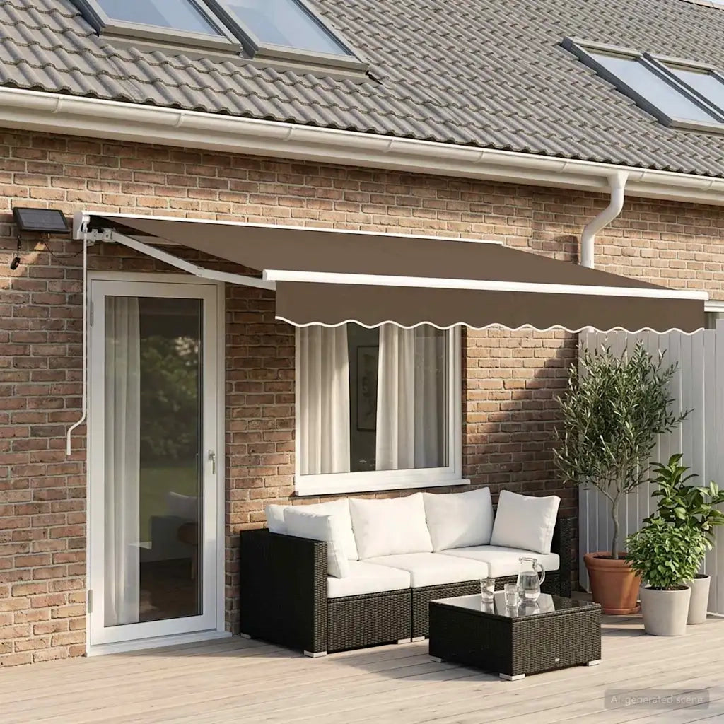 Cornice per Tenda Manuale con LED Tortora 4 × 3,5 m 3426149