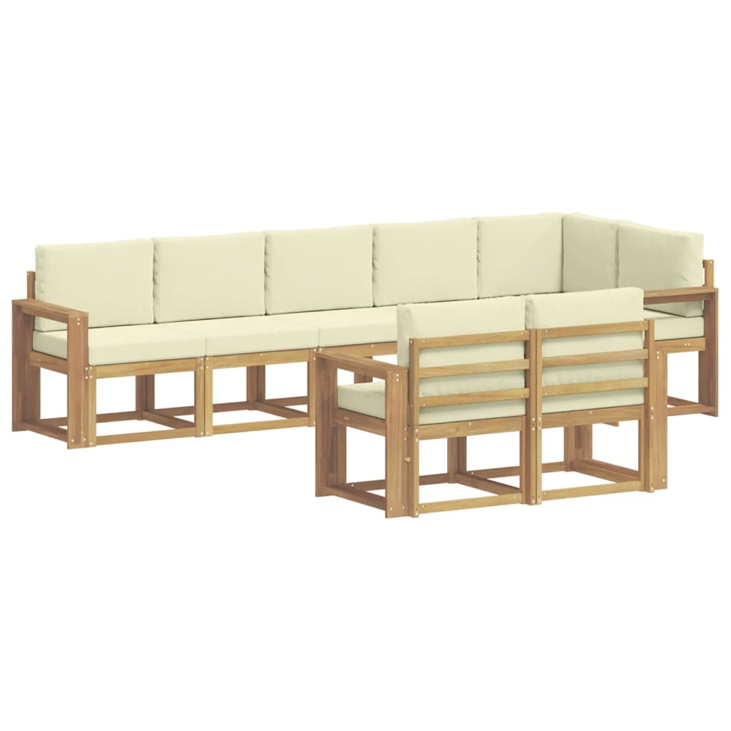 Set di divani da esterno 8 pz Bianco e Crema Poliestere 3387809