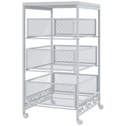 Carrello multiuso 3 ripiani con ruote e cestini ¨C Xylo ¨C Bianco 34x29,5x57,5cm