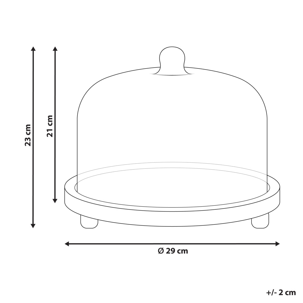 Alzata per torte con coperchio in legno di mango chiaro 29 x 29 x 23 cm Vassoio decorativo per torte Cupola portapasticceria