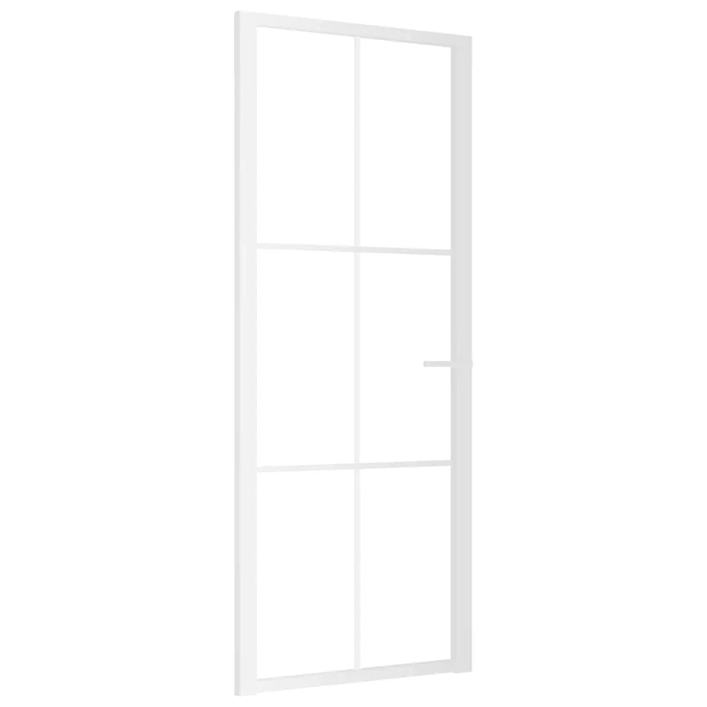 Porta Interna 83x201,5 cm Bianca in Vetro ESG e Alluminio 350573