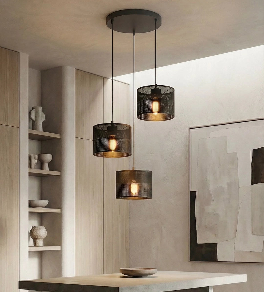 Lampada a sospensione KARBON nera 3xE27 metallo Emibig