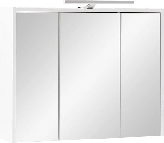 Specchio a muro base - Materiale in legno - Vetro e metallo - Bianco - 745 cm