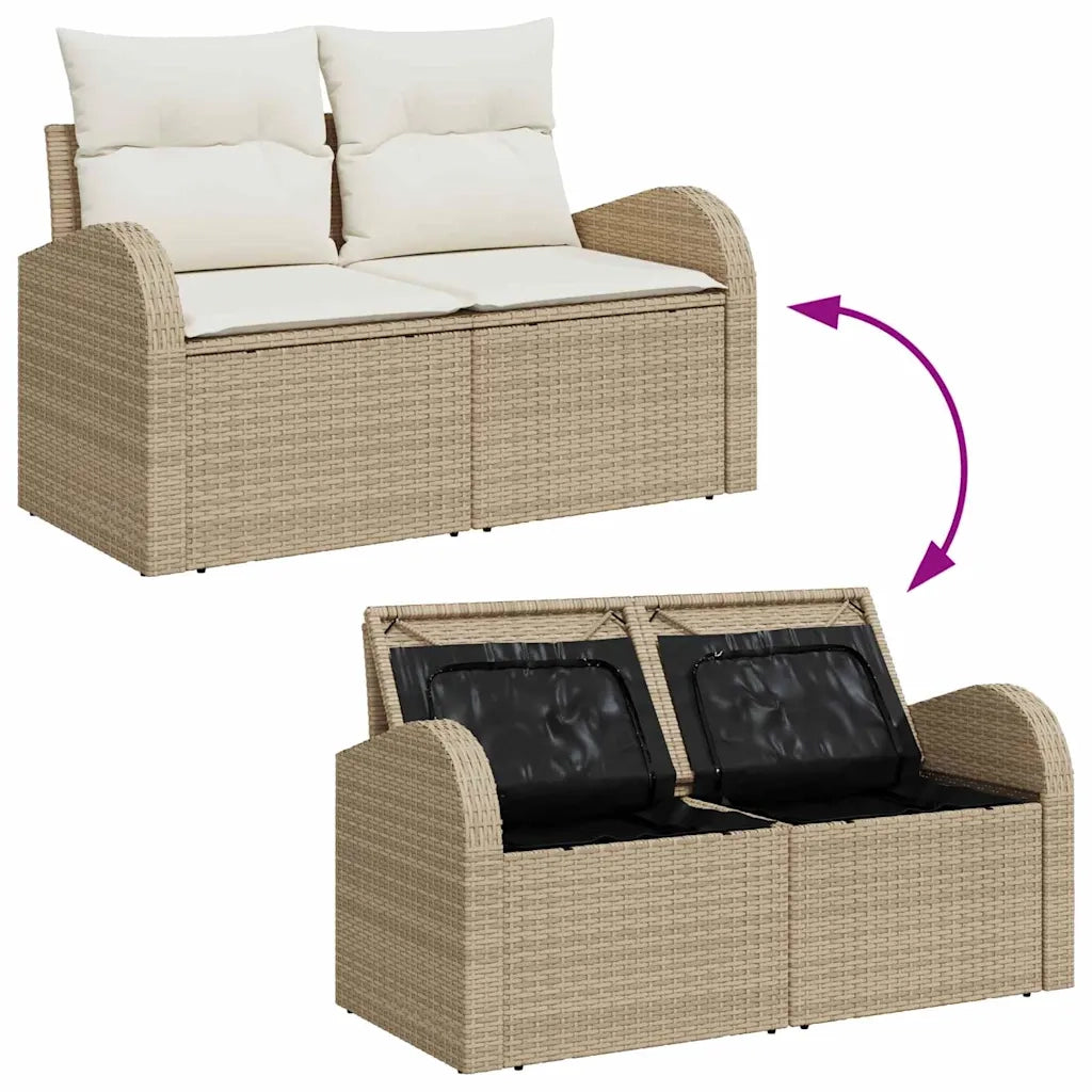 Set Divano da Giardino 9 pcs Beige Poly Rattan 3358297