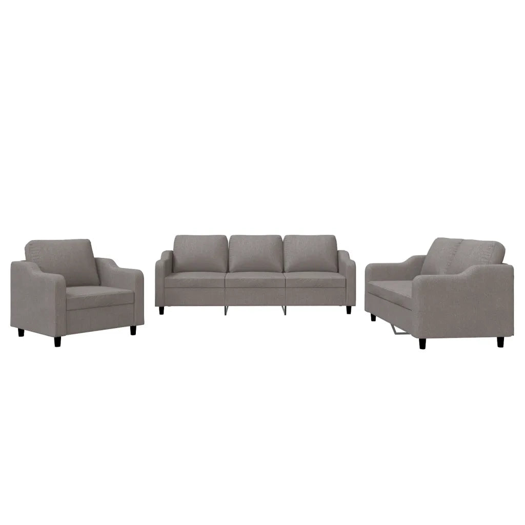 Set di Divani 3 pz con Cuscini Tortora in Tessuto 3201777