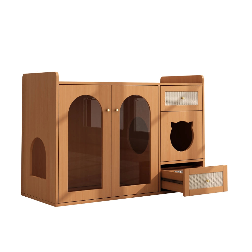 ARMADIO LETTIERA GATTI 120x45x83 cm Noce MDF e Vetro