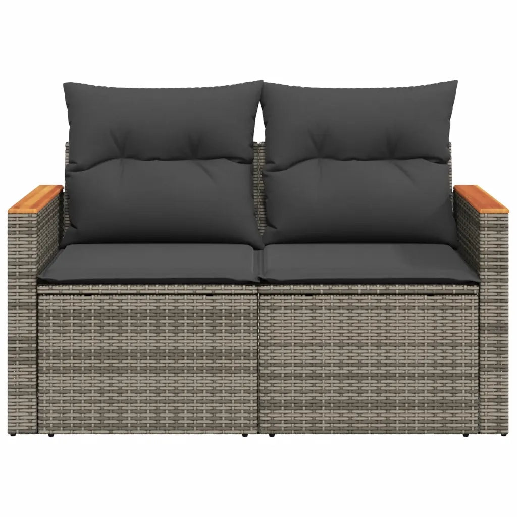 Divano da Giardino con Cuscini 2 Posti Grigio in Polyrattan 366129