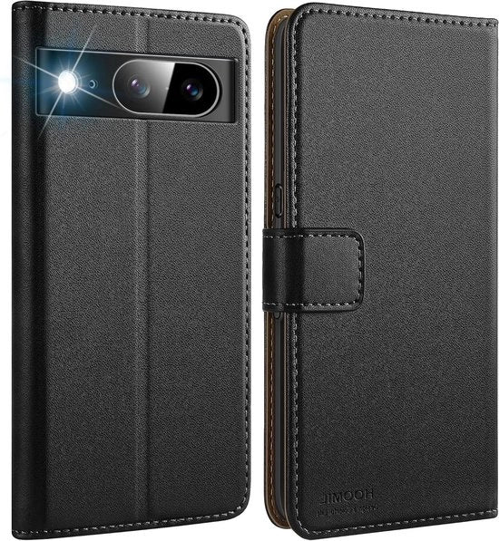 Custodia Premium in Pelle con Magnete per Flip per Google Pixel 8 - Nero