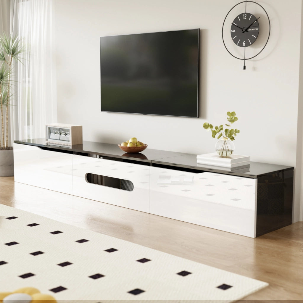 Cassettiera per TV nero-bianco; MDF e truciolare; 180 cm