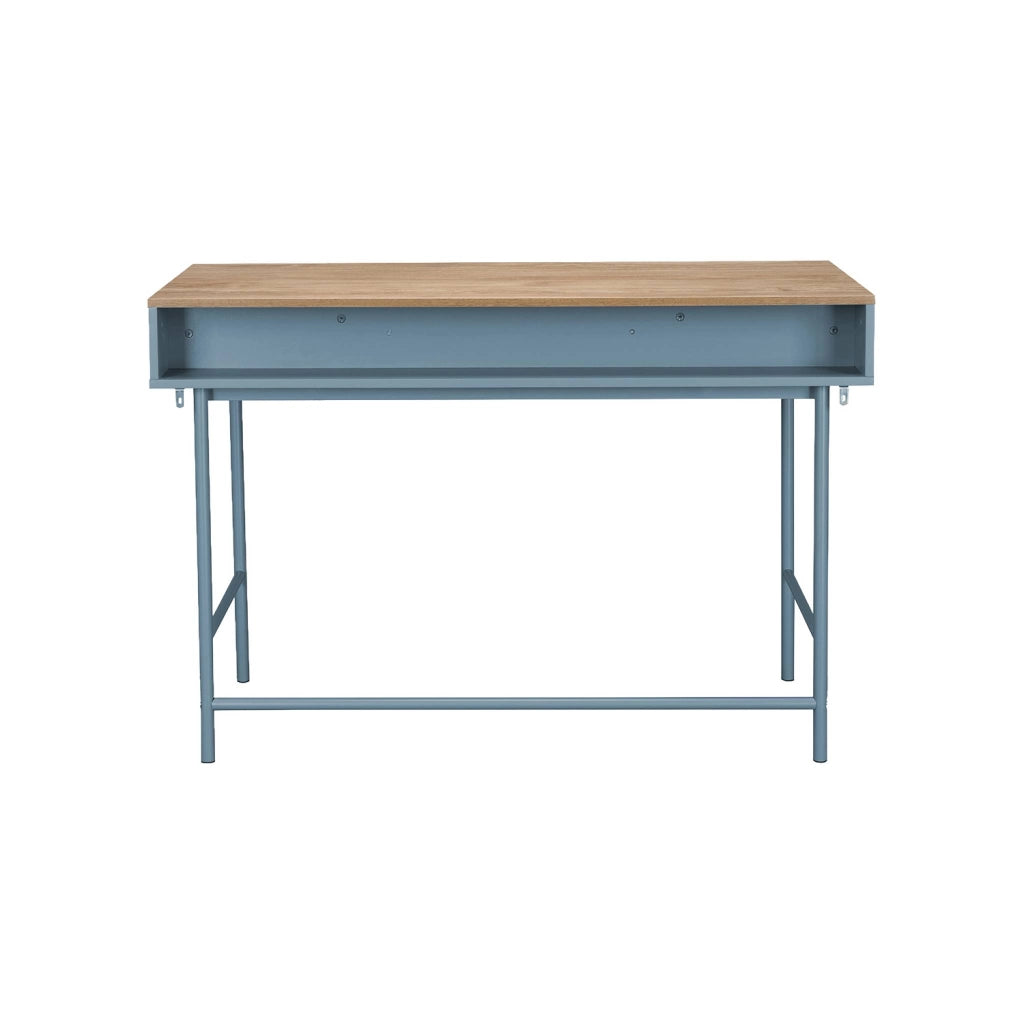 Scrivania decorativa in legno e ferro con 2 cassetti e 1 scomparto,