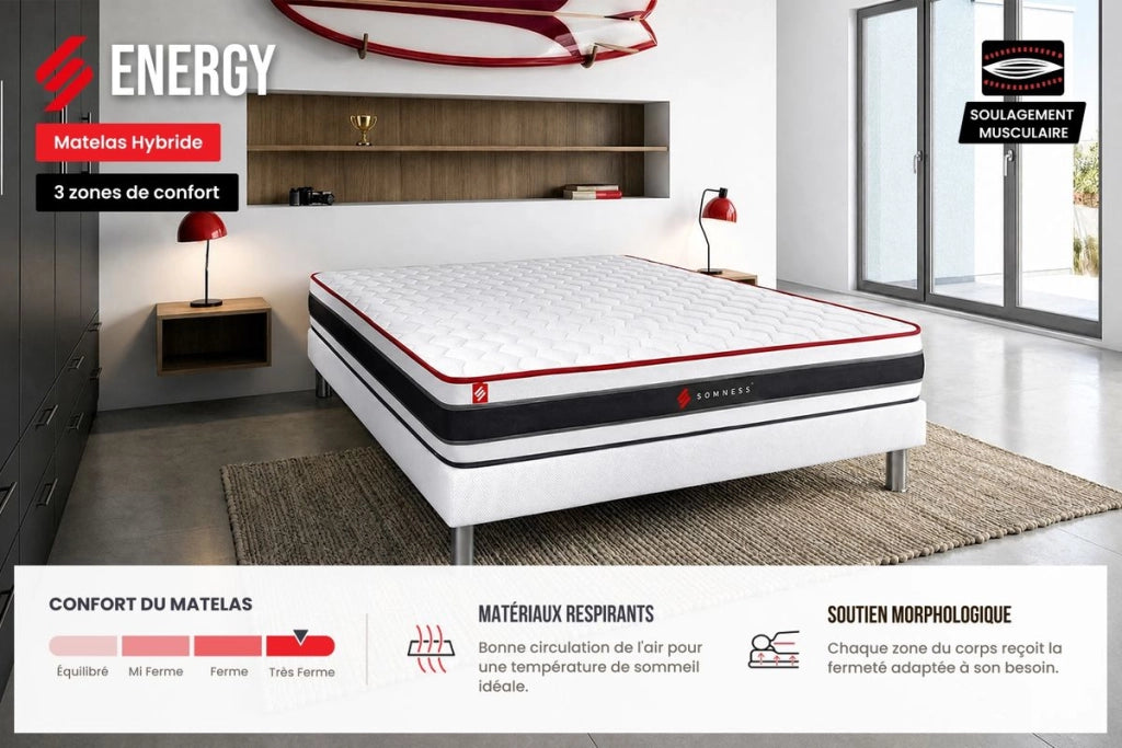 Materasso 160x200 cm Molle insacchettate e memory foam - Energy