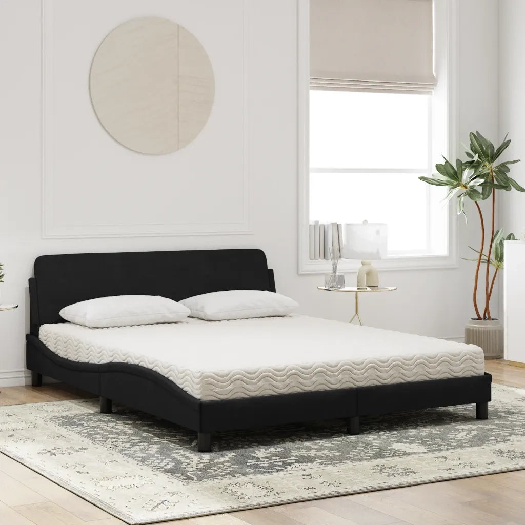Letto con Materasso Dover Nero 160x200 cm in Velluto