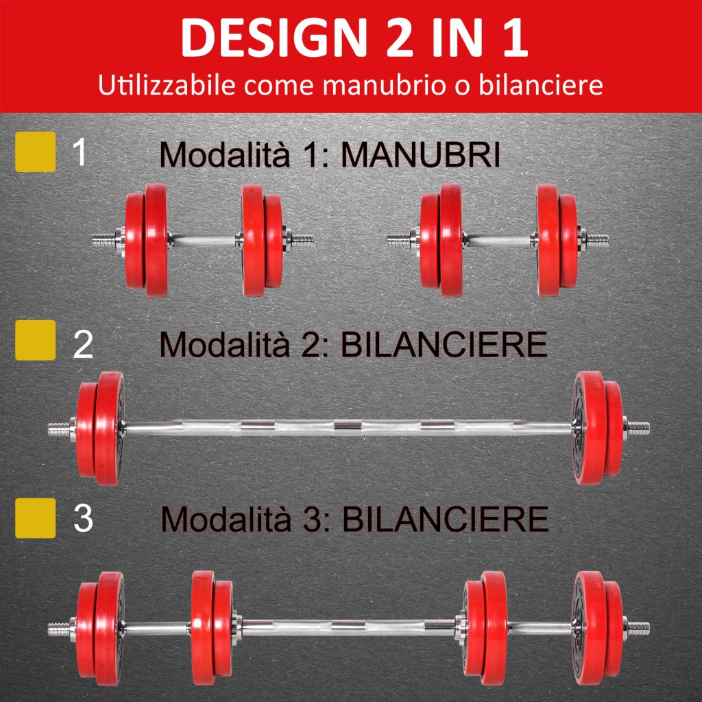 Set di manubri 20 kg ¨C Minimal ¨C Rosso e nero