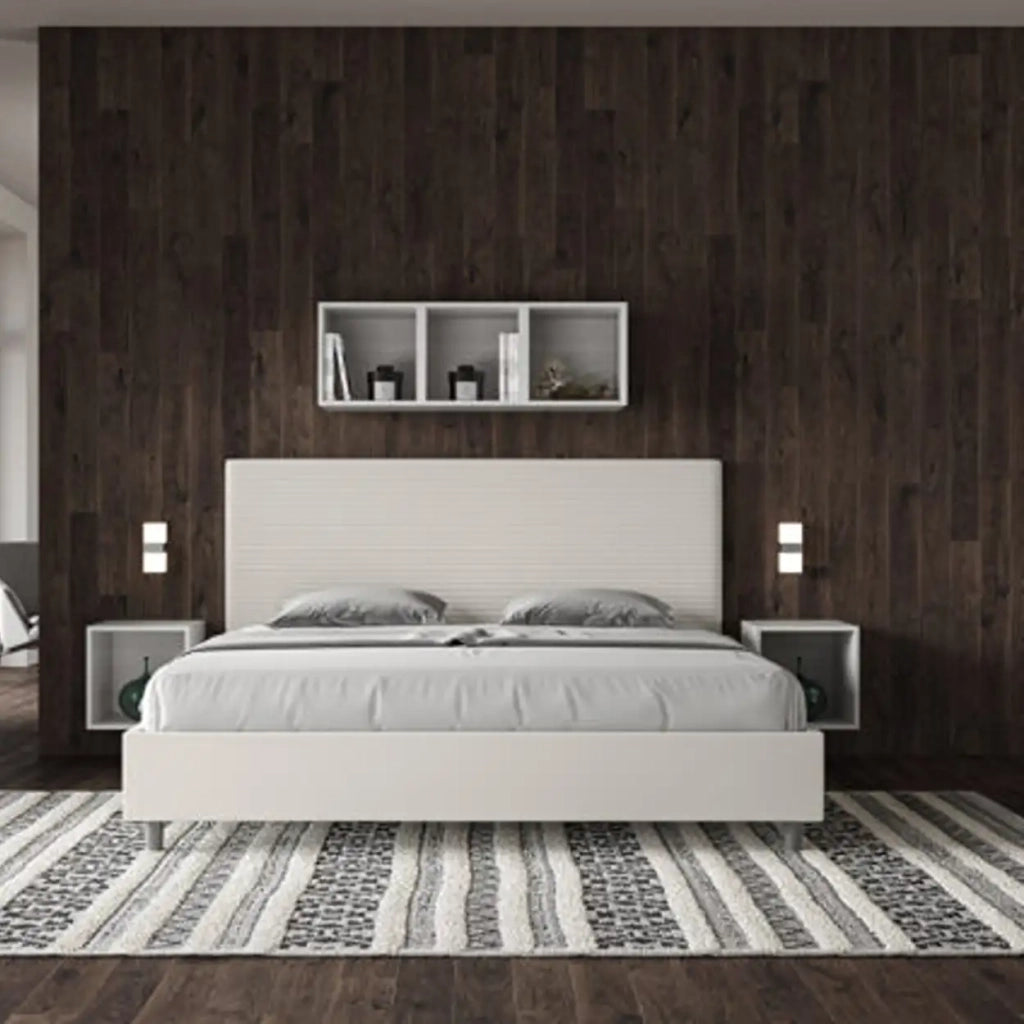Letto senza rete imbottito 180x210 similpelle bianco Focus