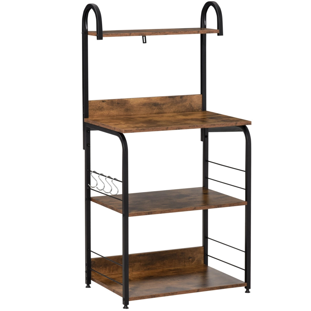 Scaffale da Cucina 4 Ripiani ¨C Xylo ¨C Legno e Acciaio Marrone Rustico 60x40x125cm