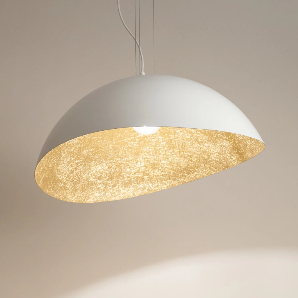 Lampada a sospensione rotonda bianco oro 48cm Solaris E27