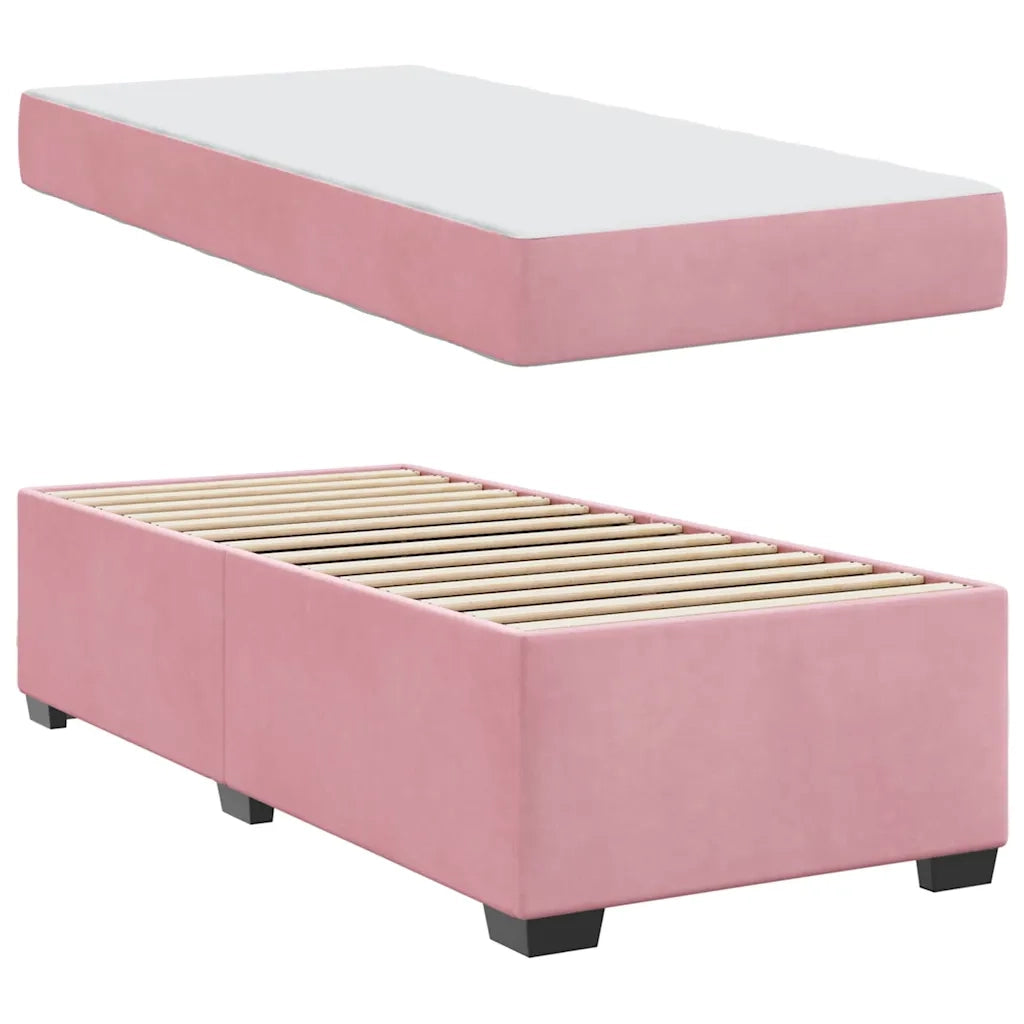 Letto singolo | Letto per adulti | Struttura del letto con materasso Rosa 100 x 200 cm Tessuto