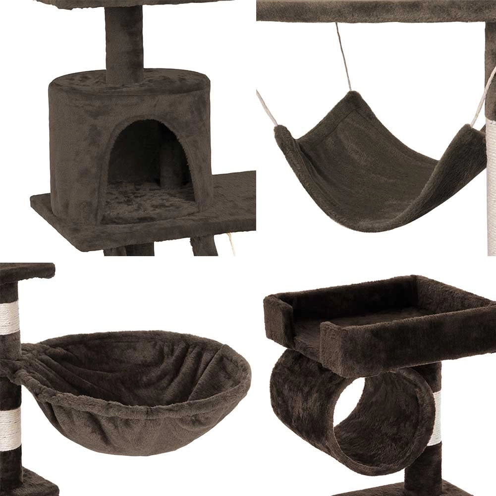 Albero Tiragraffi per Gatti Parco Giochi Cuccia Graffiatoio gatto 142cm Brown
