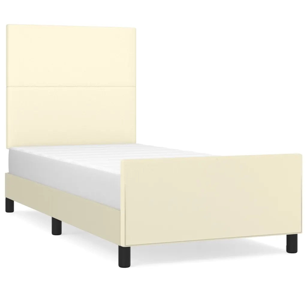 Giroletto con Testiera Crema 90x200 cm in Similpelle