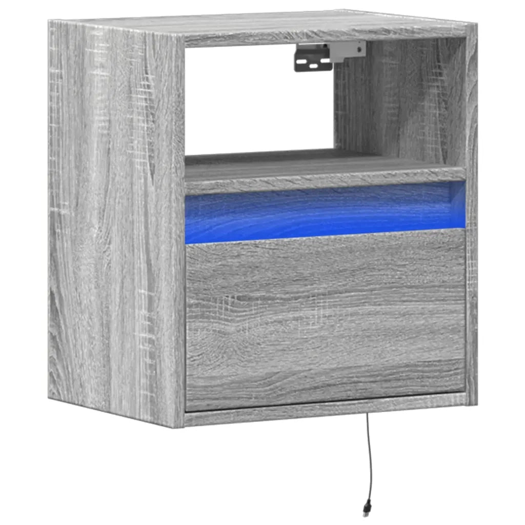 Mobile TV a Parete | Armadietto TV | Mobile Porta TV con Luci LED Grigio Sonoma 41x31x45 cm