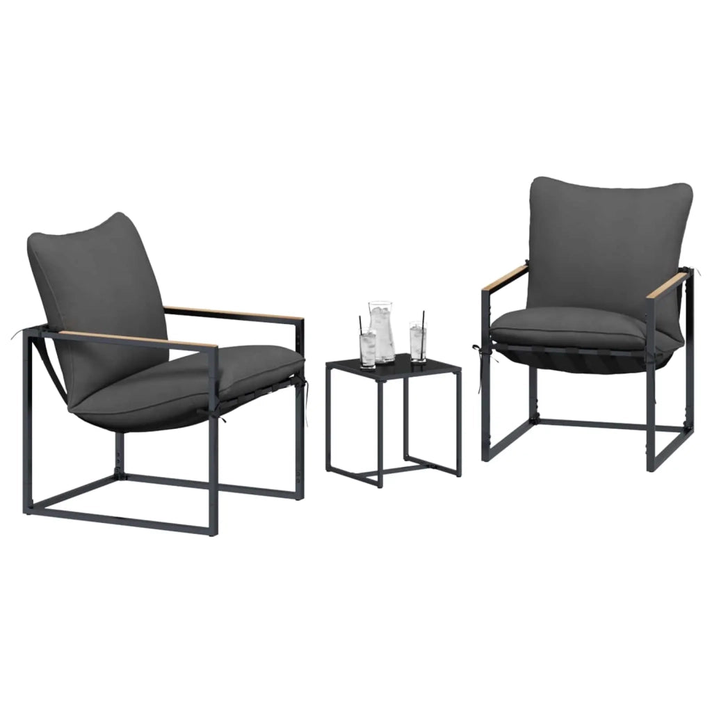 Set Divano da Giardino 3 pcs Nero e antracite Acciaio 42025093