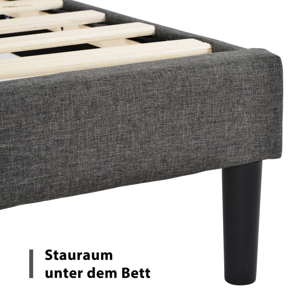 Letto singolo – 90x200 cm – testiera rete design moderno – lino grigio