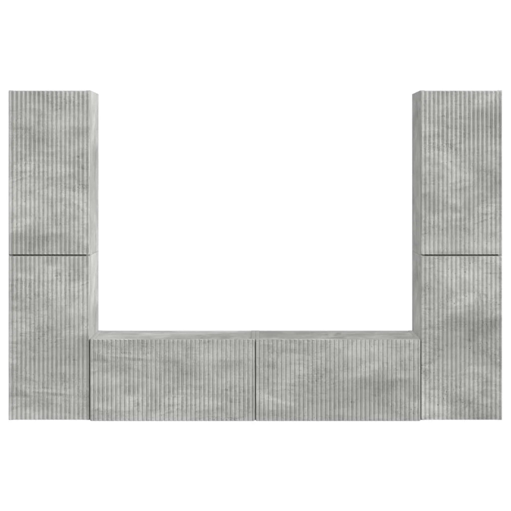 Set mobile TV 6 pcs Grigio cemento Legno multistrato 3409108