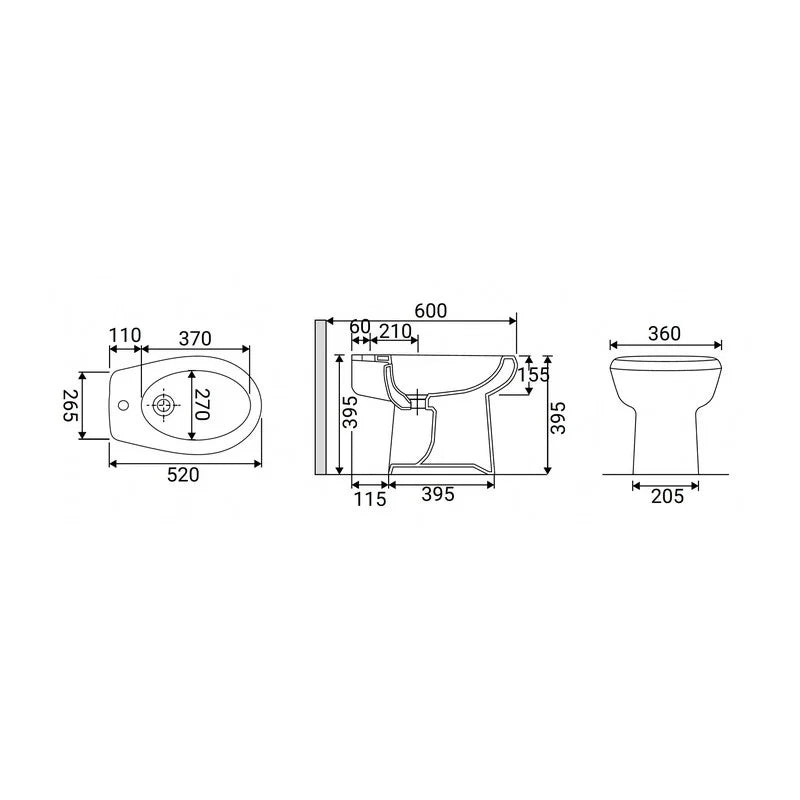 Bidet Monoforo Serie Alda Bianco