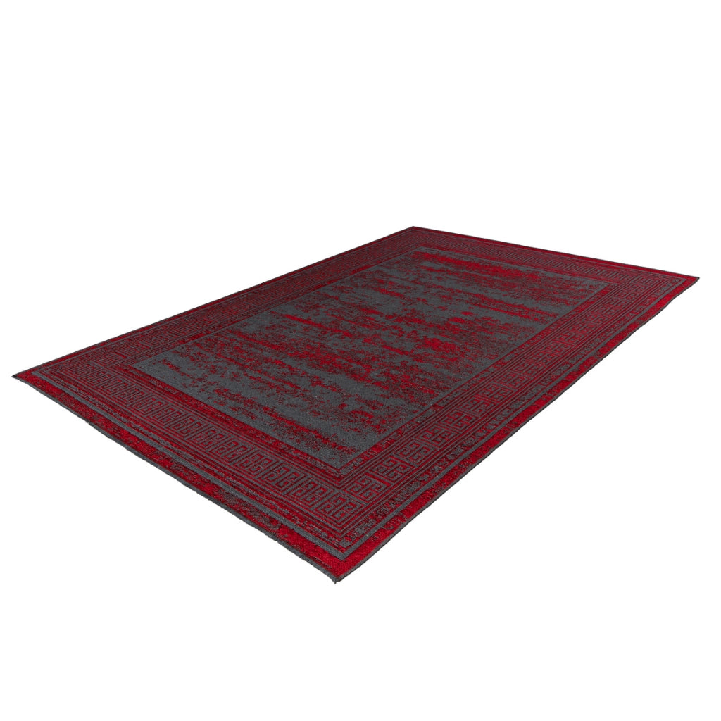Tappeto Kalea 300 con design a rilievo rosso e grigio