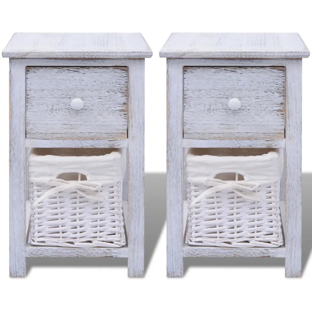 Set di 2 Comodini | Armadio da Notte | Mobiletto da notte da Notte Set in Legno Bianco