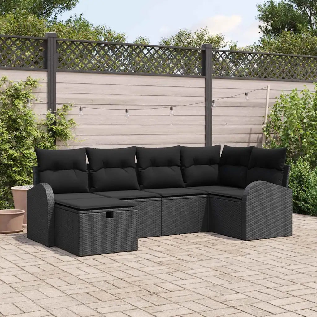 Set di divani con cuscino con archiviazione Nero polyrattan 3359082