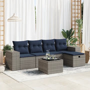Set Divano da Giardino 6 pz con Cuscini Grigio in Polyrattan 3325677