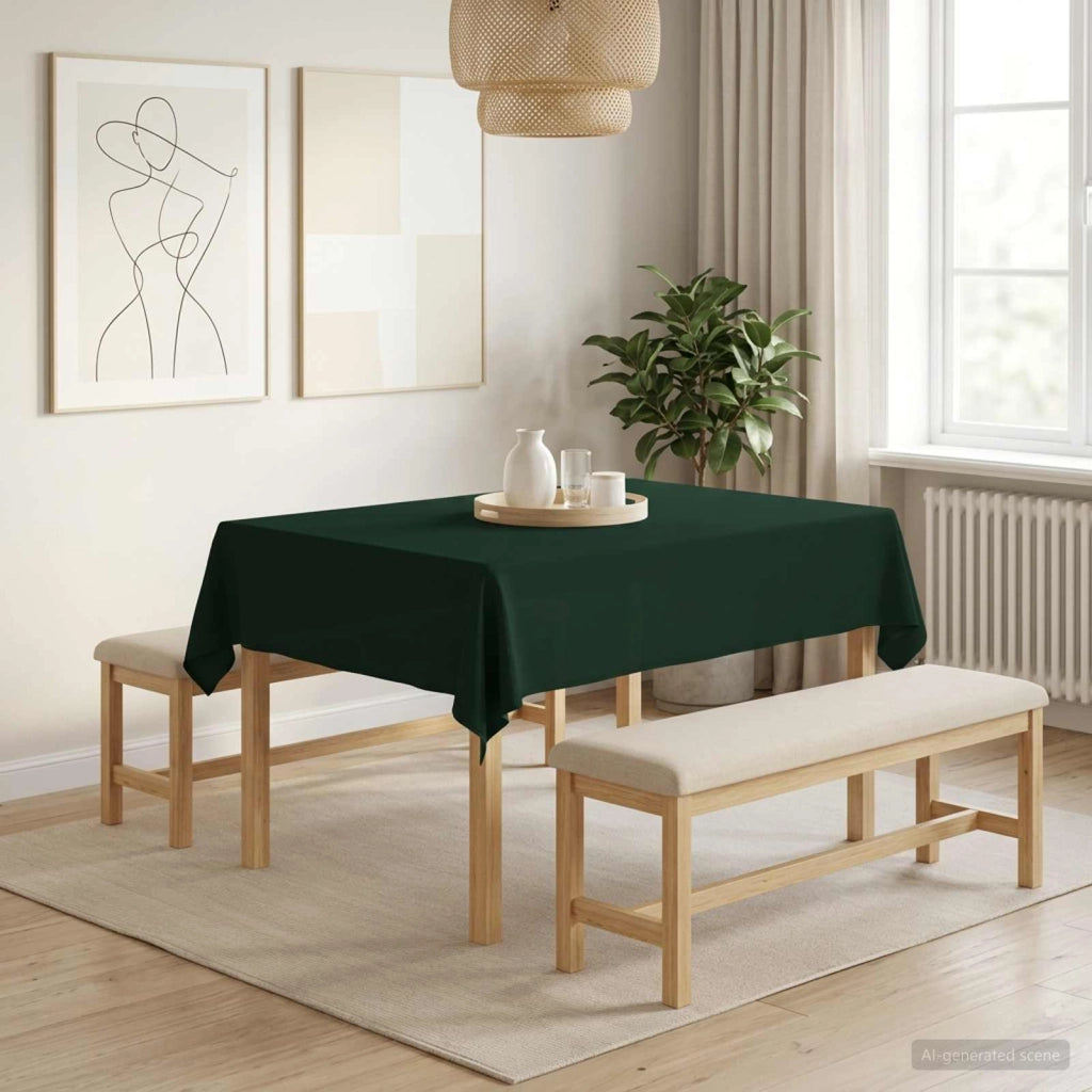 Tovaglia da Tavolo 5 pz Verde Scuro 140 x 180 cm Poliestere 42040221