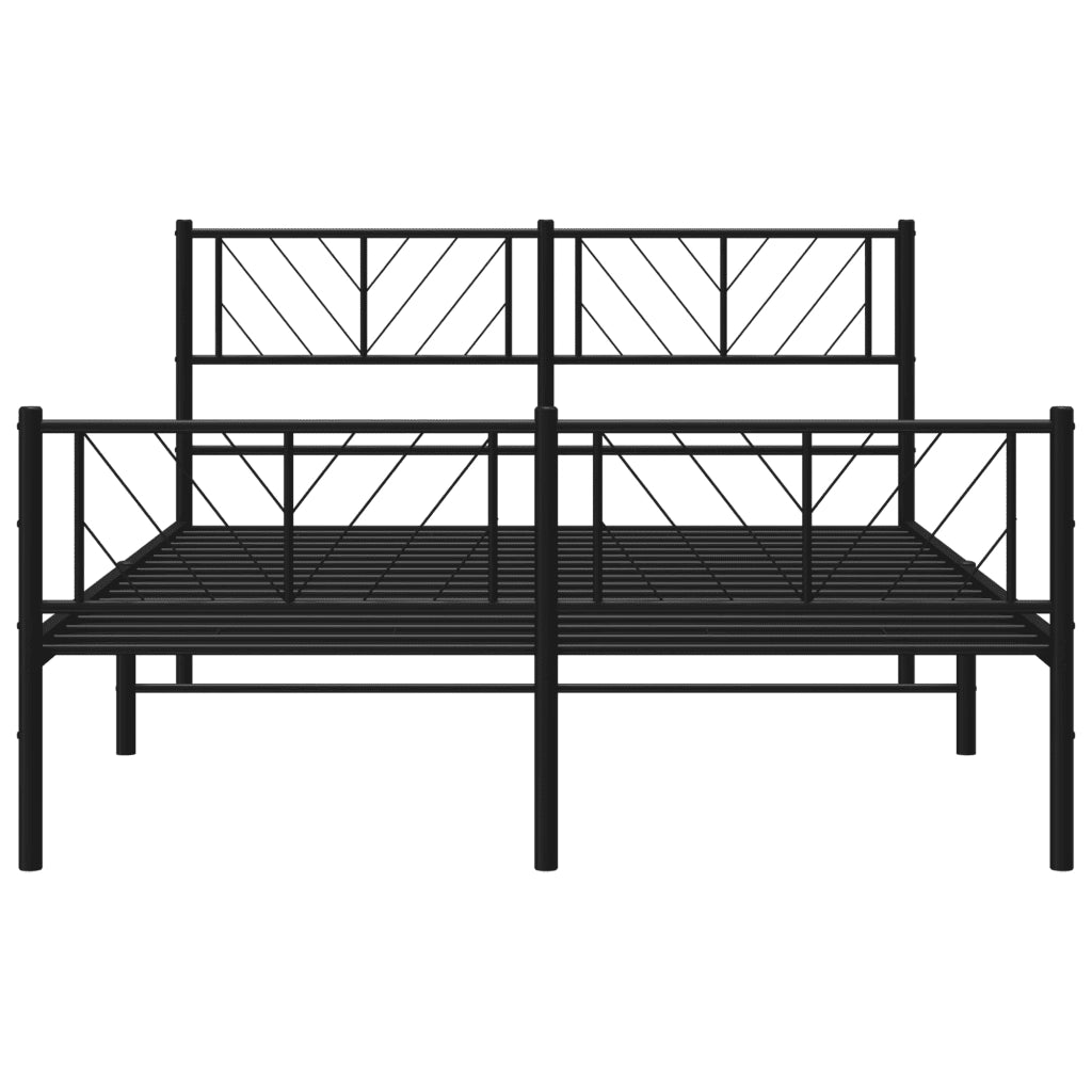 Giroletto con Testiera e Pediera Metallo Nero 140x190 cm 372197