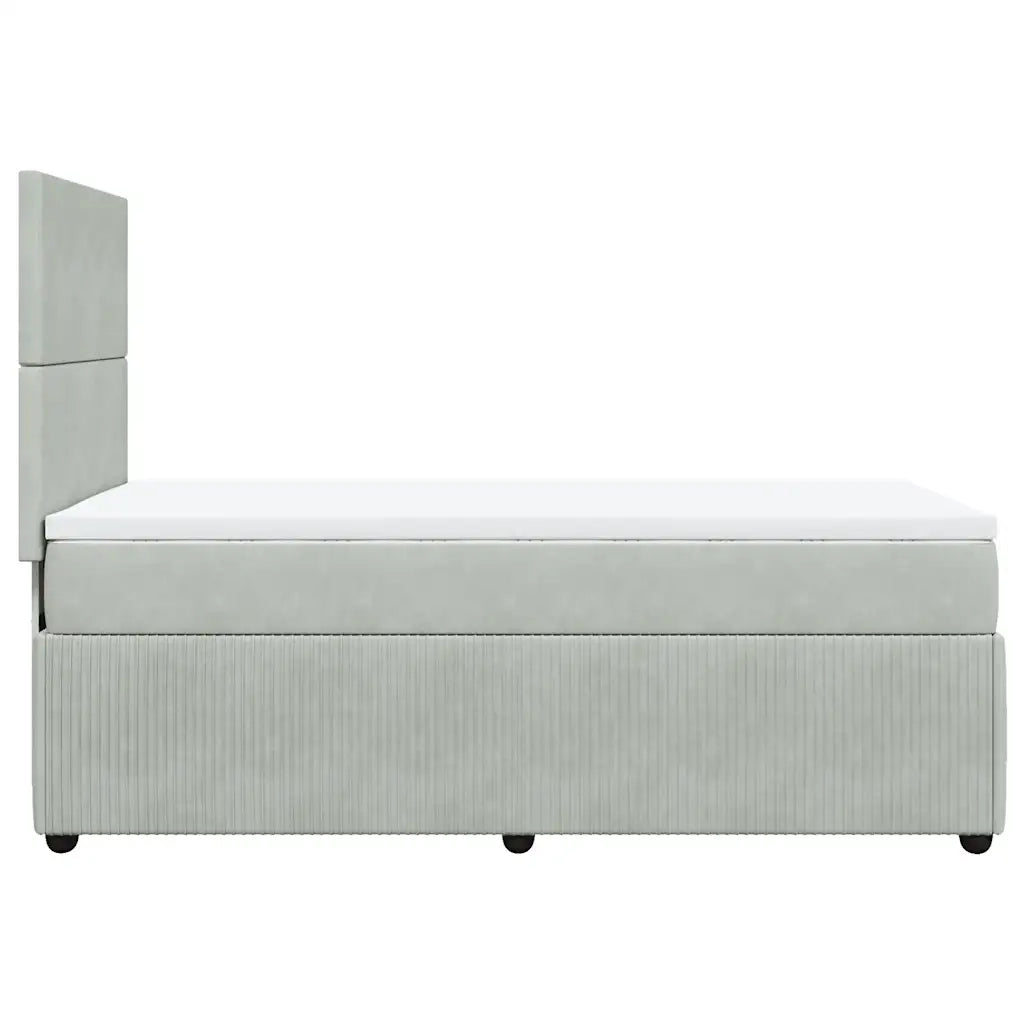 Giroletto a Molle con Materasso Grigio Chiaro 90x190 cm Velluto