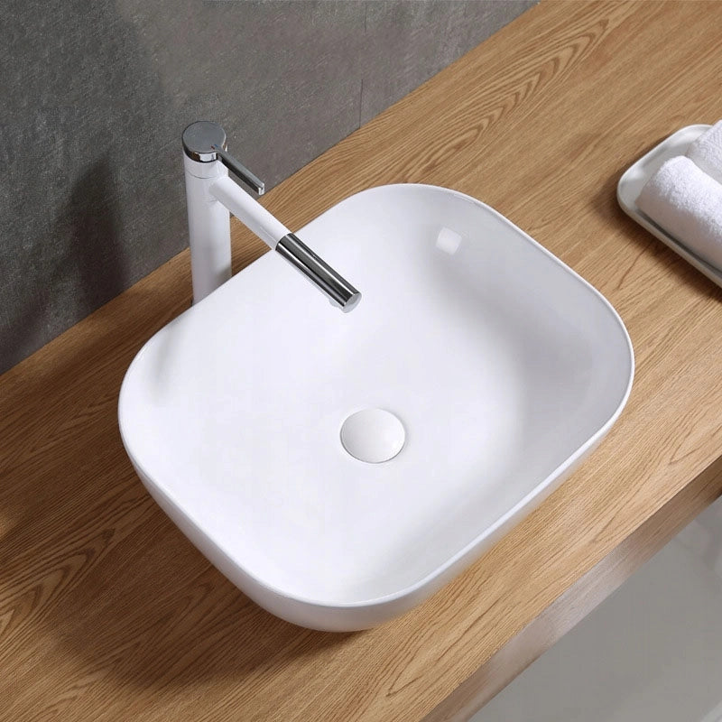 LAVABO DA APPOGGIO RETTANGOLARE IN CERAMICA DA POSARE SUL PIANO DI LAVORO BIANCO 41x31 CM