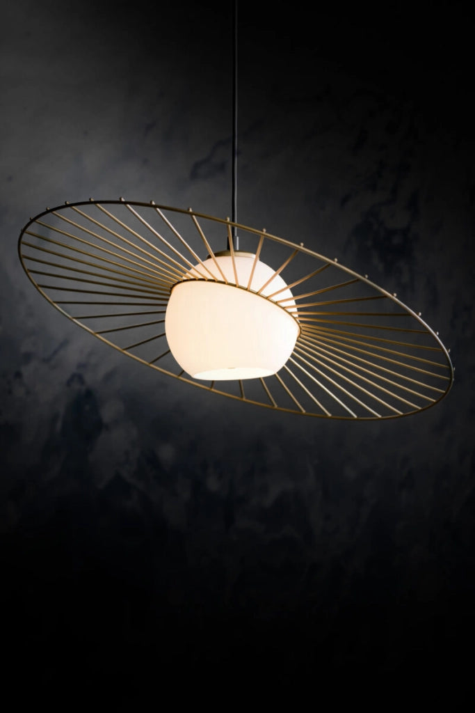 Lampada a sospensione Sol nero oro vetro E27 Sigma