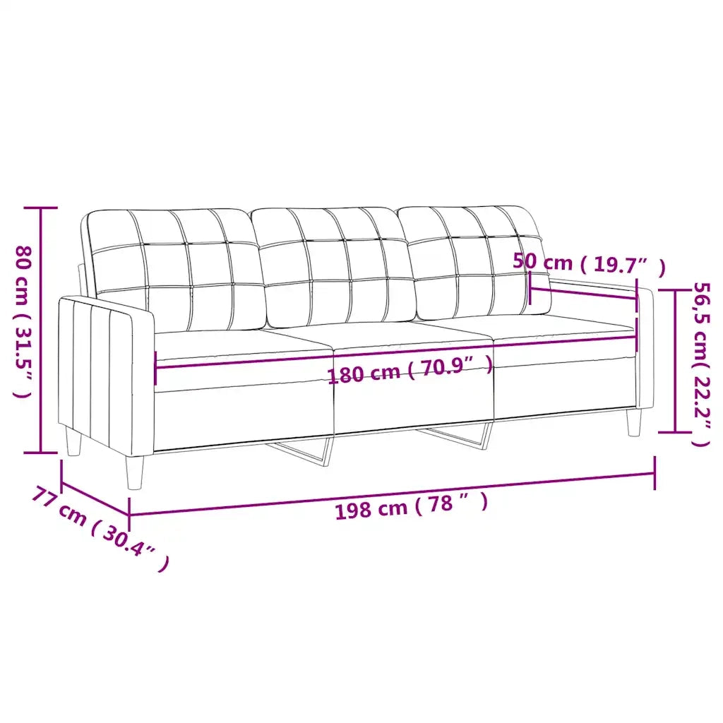 Divano a 3 Posti Crema 180 cm in Tessuto 359101