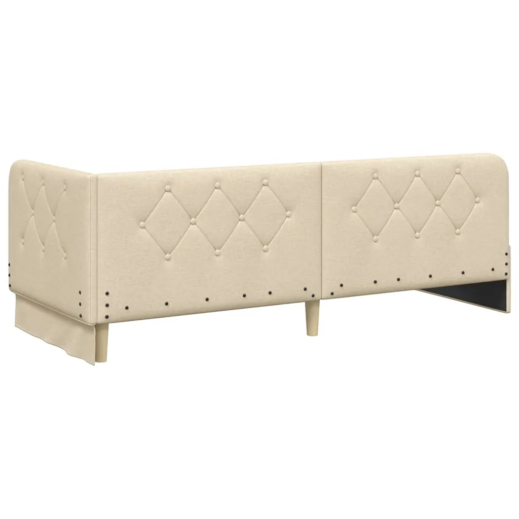 Cornice del letto ad angolo Crema 80 x 200 cm Tessuto