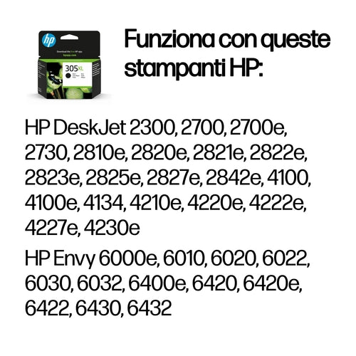 HP Cartuccia di inchiostro nero originale ad alta capacità 305XL
