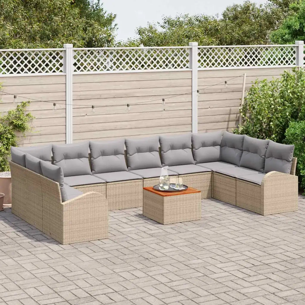 Set Divano da Giardino 11 pcs Beige e Grigio Chiaro polyrattan 3356299
