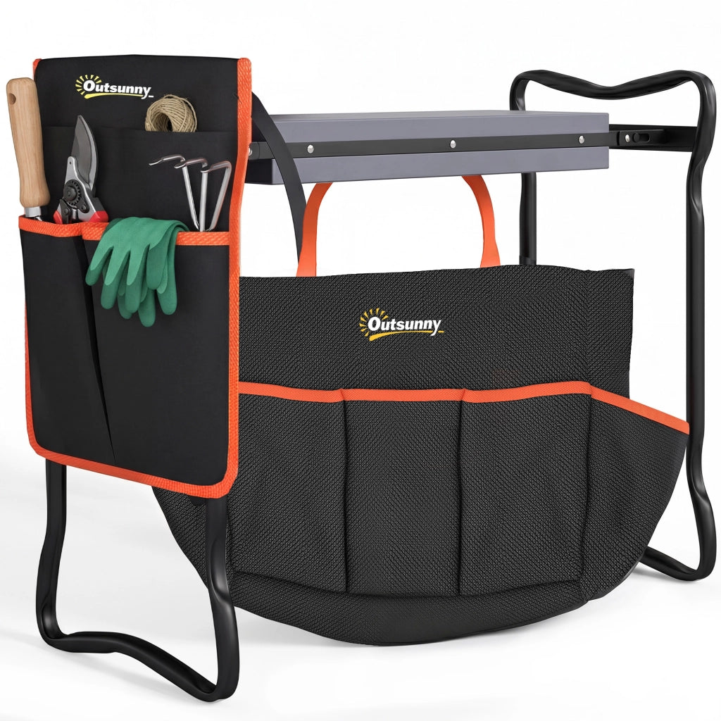 Sgabello Pieghevole da Giardino con Cuscino in EVA e Tasca ¨C Zephmum ¨C Grigio